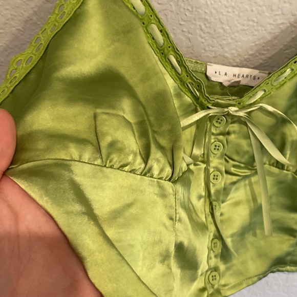 Pacsun green silk crop top - Picture 3 of 5